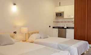 To enkeltsenger i et rom med kjøkkenkrok. (AI-generert tekst)