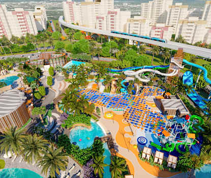 Hotellets badeland som åpner i november 2025. Bildet er en illustrasjon, og kan bli endret