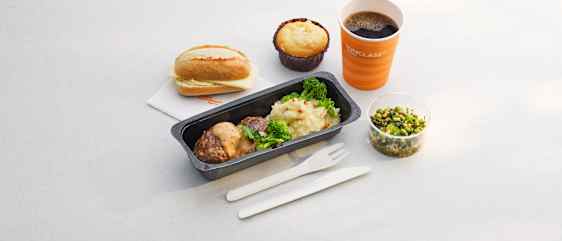 Flymat hos Sunclass airlines; Karbonade og potetmos