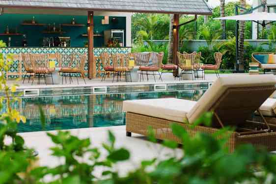 Bassengområde på hotell Domaine de Gran Baie, Mauritius