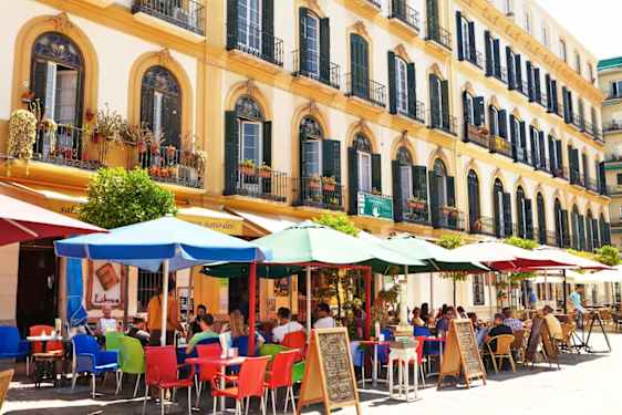 Fortauskafè i Malaga