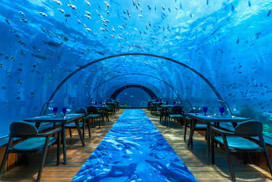 En restaurant under havoverflaten på Maldivene