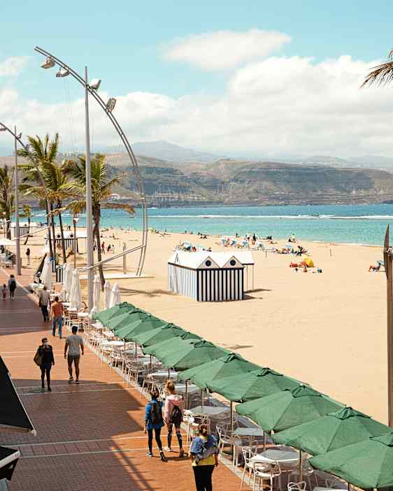 Las Palmas strandpromenade og strand.