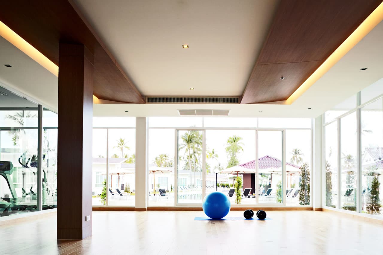 Hotellet har et fint treningsstudio med en separat yoga-avdeling.