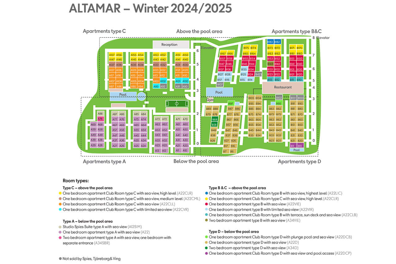 Oversikt over leilighetenes beliggenhet vinteren 2024/2025