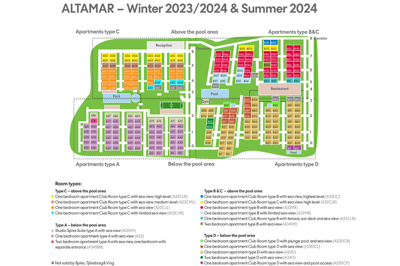 Oversikt over leilighetenes beliggenhet vinteren 2023/2024 og sommeren 2024