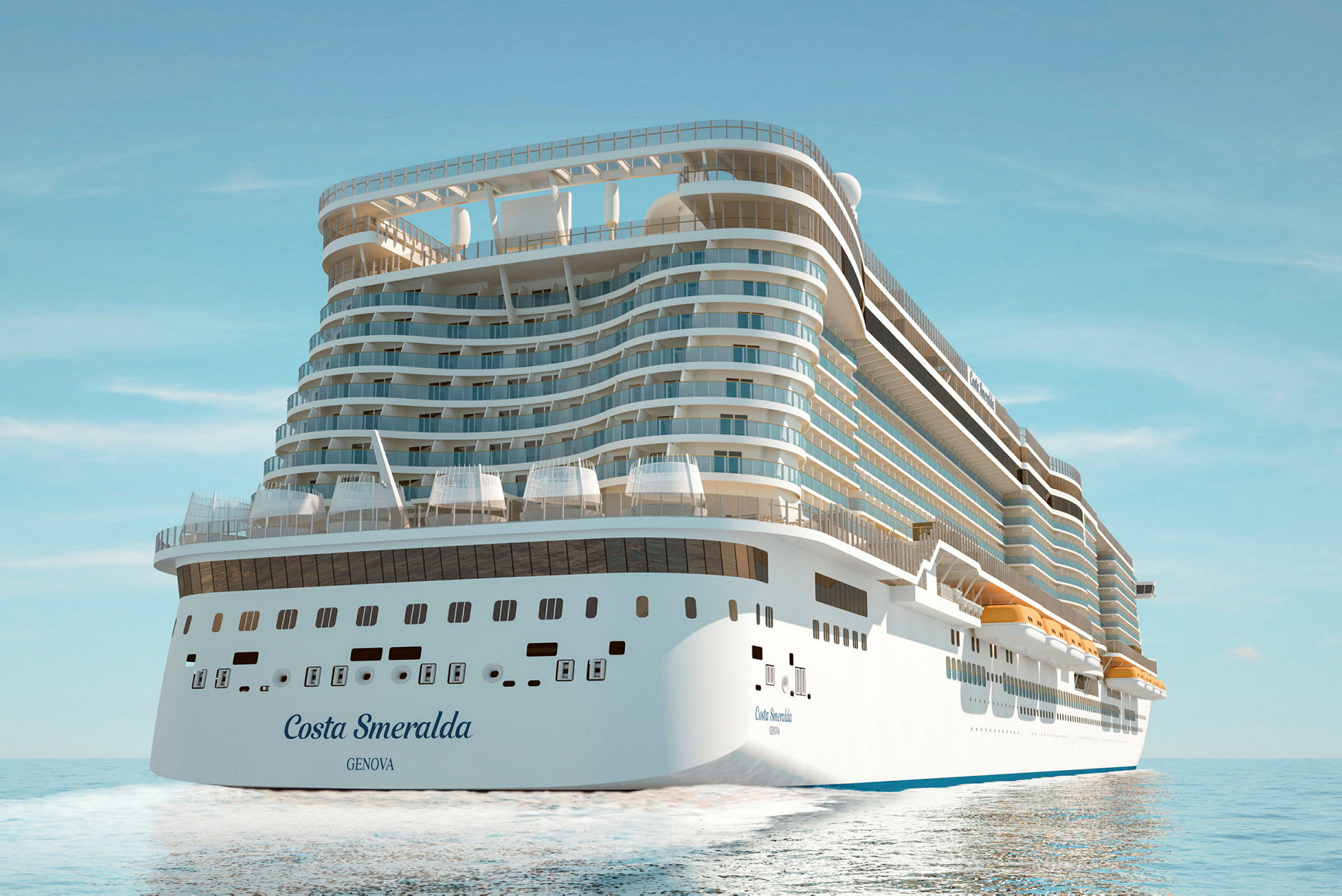 Stort cruiseskip på havet. (AI-generert tekst)