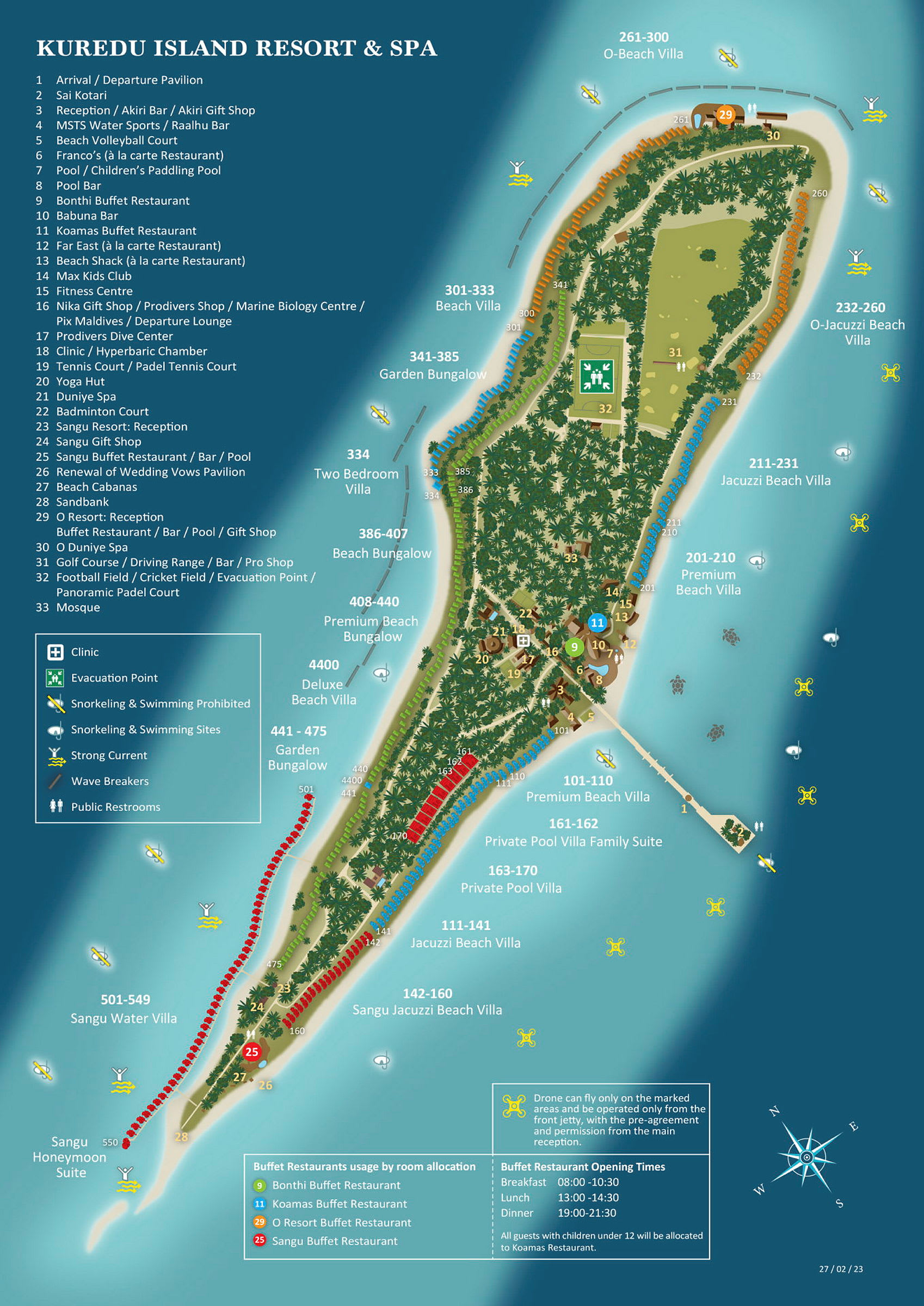 Kart over Kuredu Island Resort og Spa. (AI-generert tekst)
