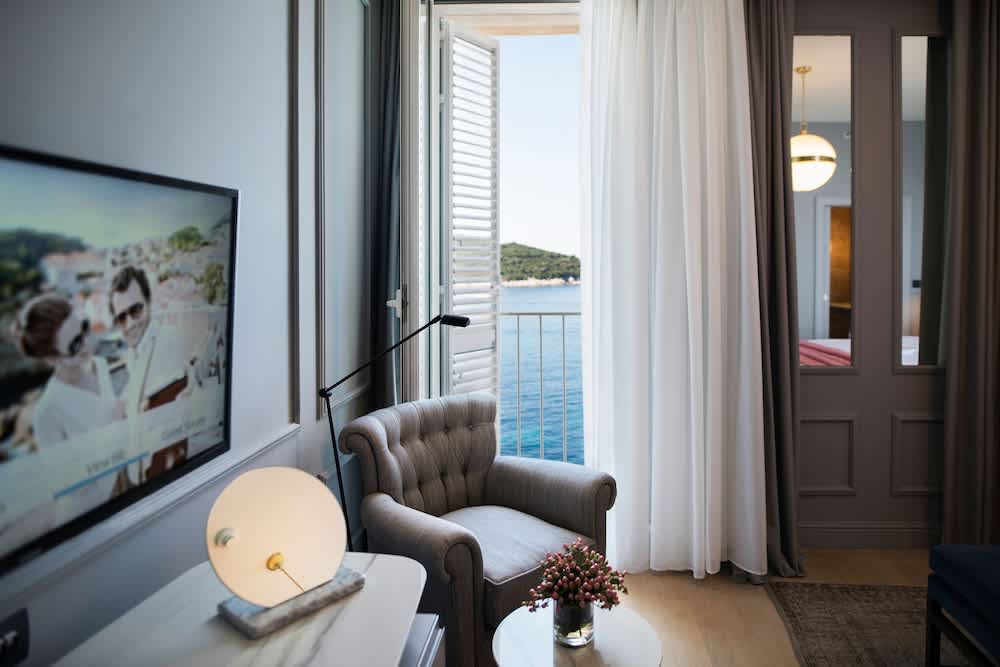 Utsikt mot strand/hav