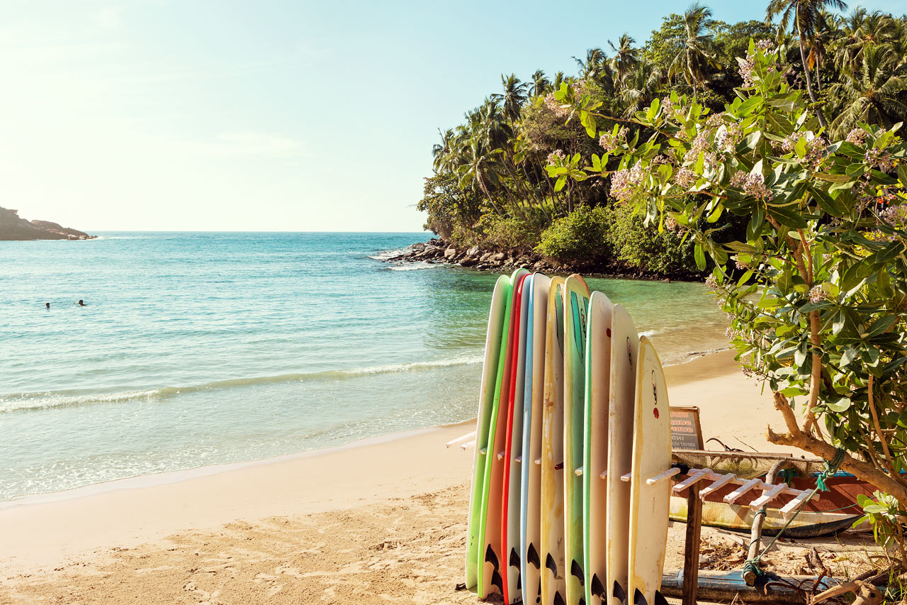 Hiriketiya Beach på sydsiden av Sri Lanka