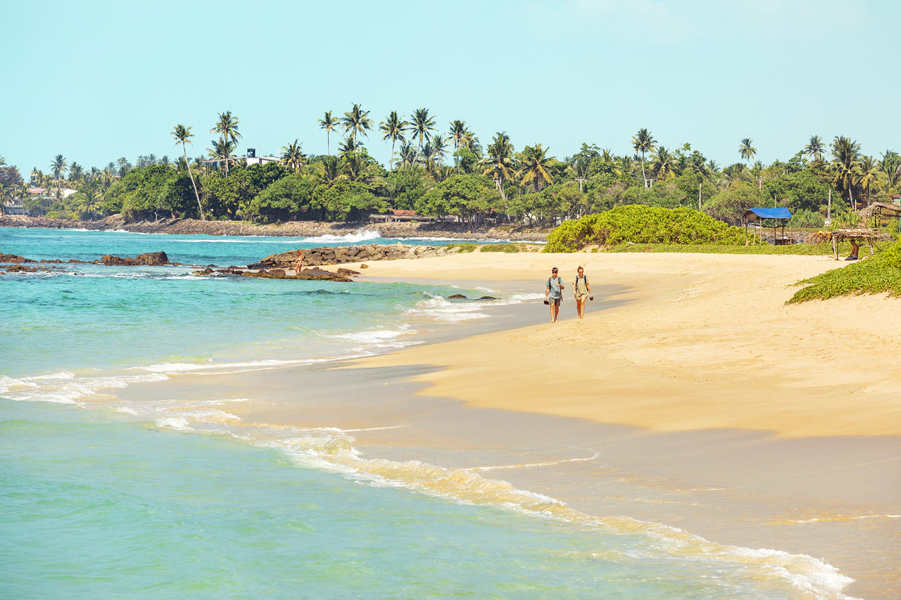 Midigama Beach på sydsiden av Sri Lanka