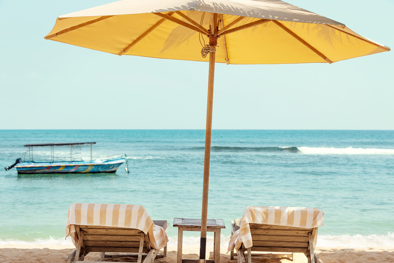 Unawatuna Beach på sydsiden av Sri Lanka
