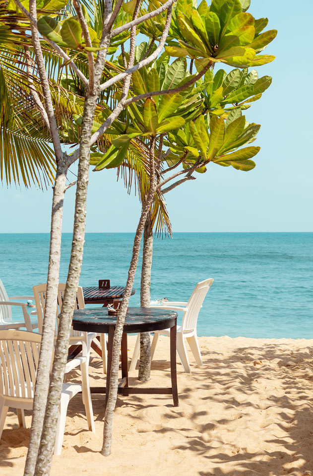 Unawatuna Beach på sydsiden av Sri Lanka