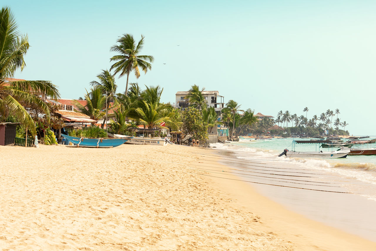 Hikkaduwa Coral Beach, norra delen av stranden
