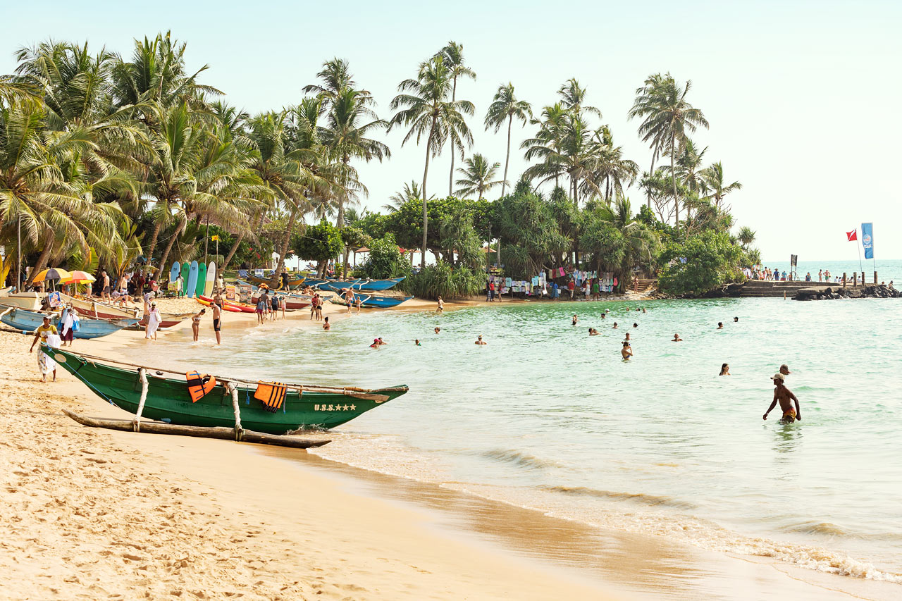 Hikkaduwa Coral Beach, nordsiden av stranden